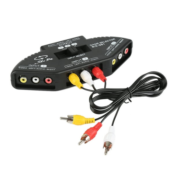 New 3-Way Audio Video AV RCA Black Switch Box Splitter US Seller fast Shipping
